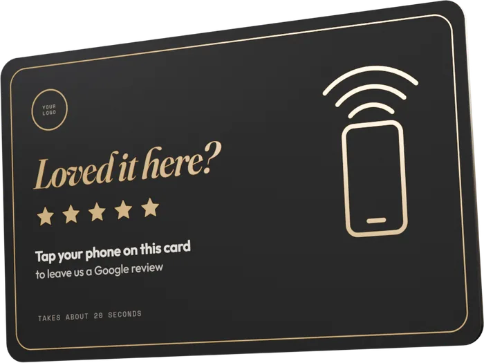 EXG NFC review card: Loved it here? Tap your phone on this card to leave us a Google review.